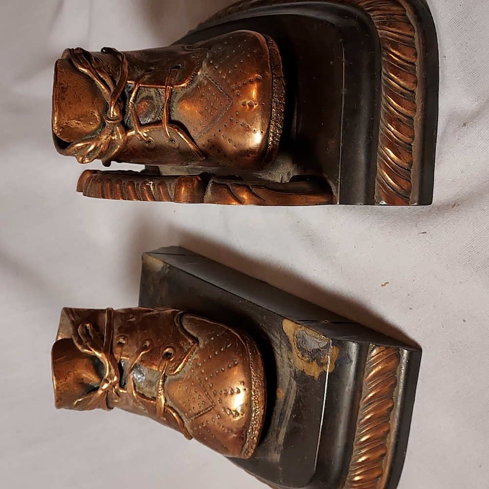 Vintage Bronze Baby Shoes Set of Two